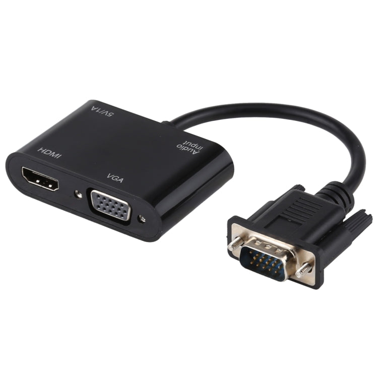 Convertitore adattatore HDTV 2 in 1 da VGA a HDMI + VGA a 15 pin con audio Convertitore adattatore HDTV 2 in 1 da VGA a HDMI + VGA a 15 pin con audio